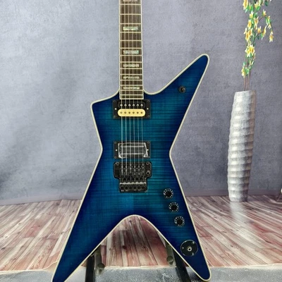 USA Dean Dimebag Razorback V Electric guitar- Blue Graphic Finish Set Maple Neck - Image 1 of 4