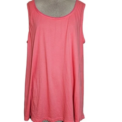 Camiseta sin mangas de algodón sin mangas Lane Bryant coral talla 18 Foto 1 de 3