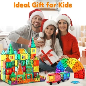 Educational Magnetic Tiles 100pcs Set w/ 2 Cars, STEM Building Blocks Toys 3-8 - Picture 1 of 9