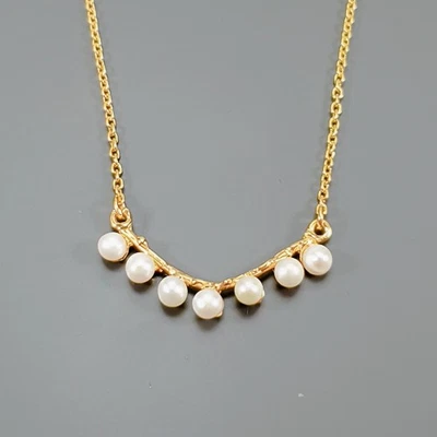 Jewellery Natural Pearl Necklace 925 Sterling Silver 17.75"/N27072 - Image 1 of 4