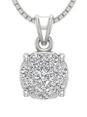 Colar pingente aglomerado de diamante cultivado em laboratório feminino VS F 1,00 quilates ouro branco 10K - Imagem 1 de 4