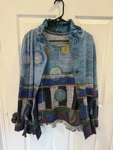 Camiseta sin mangas y chaqueta DAMEE de 2 piezas arte abstracto para usar talla pequeña - Imagen 1 de 5