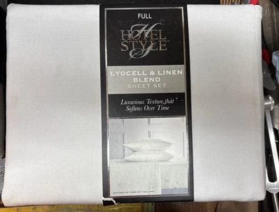 Hotel Style 4 Piece Tan Lyocell & Linen Blend Bed Sheet Set, Full, NEW - Image 1 of 3