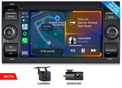 DVR+CAM+Für Ford C-Max Transit 7" Autoradio GPS Navi Android 14 CarPlay DSP DAB+ - Bild 1 von 4