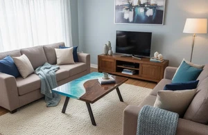 Ocean Epoxy Resin Table Top – Handmade Luxury Furniture - Picture 1 of 15