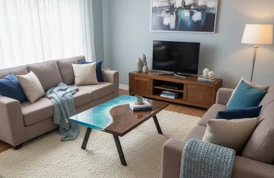 Ocean Epoxy Resin Table Top – Handmade Luxury Furniture - Image 1 of 4