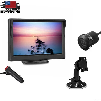 5'' LCD Backup Camera and Monitor Kit Car Night Vision Parking Reverse Rear View - Image 1 of 4