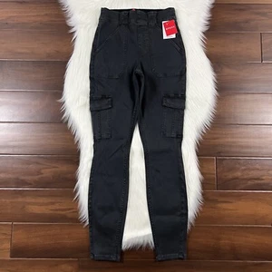 Spanx Women's Size Medium Washed Black Gray Stretch Twill Ankle Cargo Pants - Picture 1 of 9