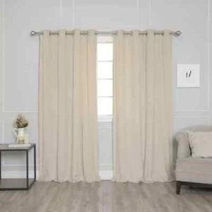 Best Home Fashion Beige 52x96 Room Darkening Luster Velvet Grommet Curtain Panel - Picture 1 of 1