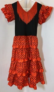 Authentic Spanish Flamenco Dancer Dress Girls Cinco De Mayo Size 14-16 w120 - Picture 1 of 4