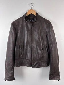 Chaqueta de cuero vintage Armani Jeans para motocicleta marrón para hombre IT 50 / US 34 / GB 40 - Imagen 1 de 10