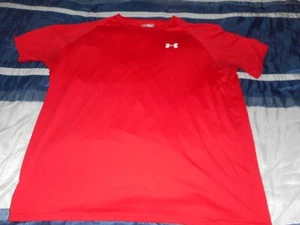 Under Armour Heat Gear Loose Fit Men's Short Sleeved Red Shirt Size XL - Picture 1 of 4