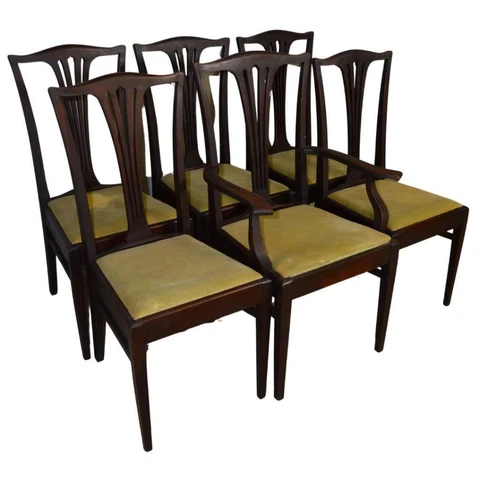 Antique Set of 6 Mahogany Chippendale Dining Chairs #21645 Cover