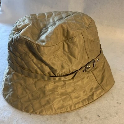 Sombrero Colección por Wallaroo York Acolchado Beige Tostado Sombrero Cubo con Hebilla Plateada Y2K Foto 1 de 4