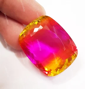 86 Ct Doublet Glass Stone Multi Color Tourmaline Cushion Stone Loose Gemstone - Picture 1 of 6