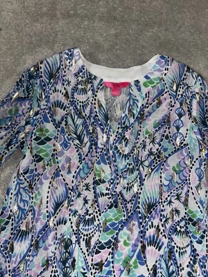 TOP LILLY PULITZER ELENORA AZUL COLAS DEL MAR SEDA METALIZADA TALLA S Foto 1 de 4