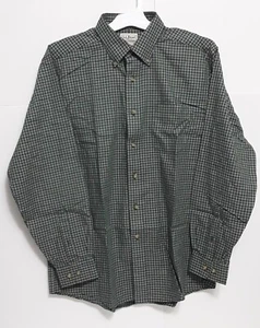 LL Bean Mens Long Sleeve Wrinkle Resistant Button Shirt Medium Reg Green White - Picture 1 of 8