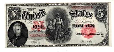 STATI UNITI AMERICANI USA banconota $5 dollari SERIE 1907 LARGA quasi nuova /... - Immagine 1 di 2