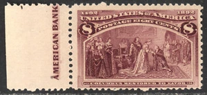 SCOTT 236 1893 8 CENT COLUMBIAN EXPOSITION ISSUE MIS MNH OG F-VF CAT $92! - Picture 1 of 2