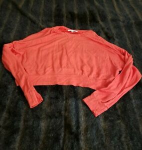 Wildfox Womens XS Long Sleeve Red Cropped Shirt Sweatshirt Top