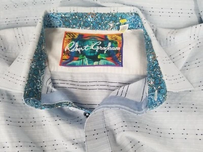 Robert Graham Light Blue  Paisley Classic Flip Cuff Long Sleeve Shirt 2XL Stitch - Image 1 of 4
