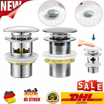 Ablaufgarnitur POP~UP Abfluss Ablaufventil Waschbecken Ohne-Überlauf Stöpsel - Bild 1 von 4