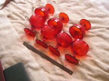 Beautiful Set of 7 Gobblets Cup Red Glass Vintage Marked C bottom Grape Pattern