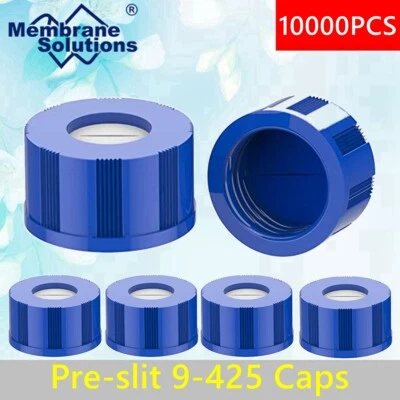 10000-HPLC Screw Caps Blue PTFE&White Silicone Pre-Slit Septa fit 9-425 2ml Vial - Image 1 of 4