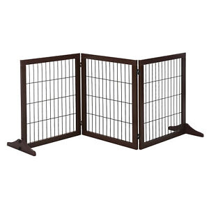 PawHut 3 Panel Pet Gate Frame Indoor Foldable Dog Barrier w/Supporting Foot