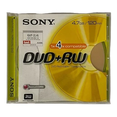 Sony DVD+ RW 4.7 GB 120min 1-4x Speed DVD+RW Rohling 1 Stück Neu & unbenutzt - Bild 1 von 2