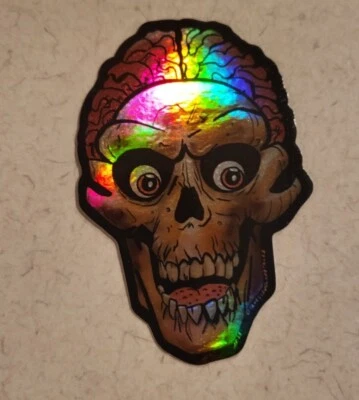 3" VINYL HOLOGRAPHIC SKULL STICKER - Image 1 of 2