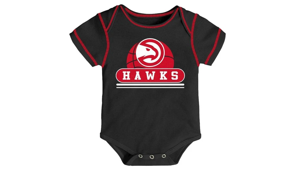 Atlanta Hawks Boys Infant Bodysuit Creeper Baby (0-3M,3-6M,6-9M,12M,18M) Romper - Image 1 of 1