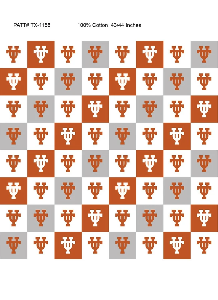 Tela de algodón Texas Longhorns con diseño de cuadros universitarios - Se vende por yarda Foto 1 de 1