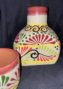 Colorful beverage decanter  From Mexico-San Luis potosi Handmade & Painted - Picture 1 of 7