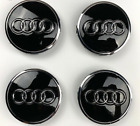 4x61mm Audi Rim Caps Hubcaps Wheel Center Caps Badges Decals Emblems Black