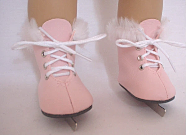 Patines de hielo recortados de piel rosa para muñecas American Girl de 18 pulgadas  Foto 1 de 1