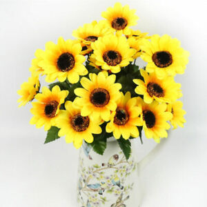 7 Heads Artificial Sunflowers Fake Flower Bouquet Wedding Party Home Table Decor