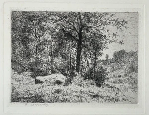 Foret Bois Arbres GRAVURE Eau Forte JEAN ALEXIS ACHARD XIX° - Picture 1 of 3