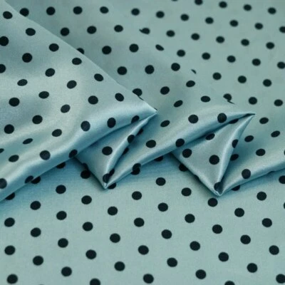 1 Yard Cute Polka Dot Material Satin Charmeuse Soft Coat Lining Scarf Diy Fabric - Image 1 of 4