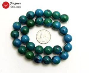 Natural 14mm Round Green Chrysocolla Beads for Jewelry Making DIY Necklace los66 - Picture 1 of 6