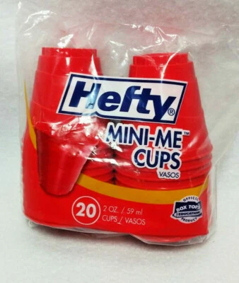 20 MINI-ME 2 ounce RED PARTY CUPS small Plastic shot glass bar cup HEFTY - Image 1 of 2