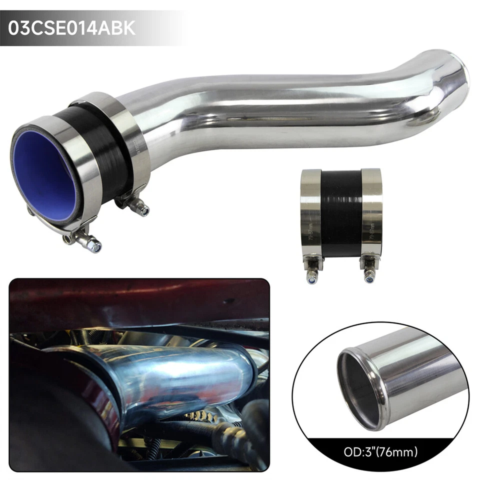 Tubo intercooler turbo de aluminio 76 mm 3" forma Z/S + manguera de silicona + abrazaderas BK Foto 1 de 4