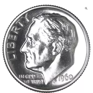 Moneda de diez centavos de plata Roosevelt 1960 a prueba - Imagen 1 de 2