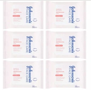 Johnson's Face Care Make Up Be Gone Refreshing Wipes 25 Per Pack - Pack Of 6 - Picture 1 of 4