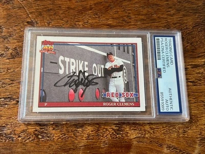 Roger Clemens IP Signed Topps Card Psa Dna Coa Slab Autographed Red Sox - Image 1 of 3