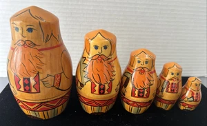 Wooden Lumberjack Russian Matryoshka Nesting Dolls Marked USSR - Picture 1 of 17