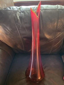 LE Smith amberina Smoothie Swung Vase Stretch Glass 26" Tall - Picture 1 of 3