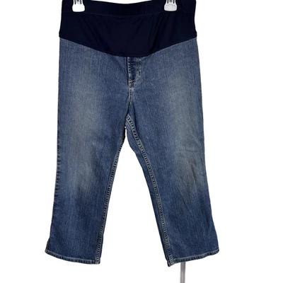 Old Navy Maternity Jeans Small Blue Low Waist Denim Cropped Stretch Under Belly - Image 1 of 4