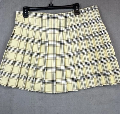 No Boundaries Plaid Pleated Skirt XXL Mini Yellow Clueless Academia 90s Y2K Prep - Image 1 of 4