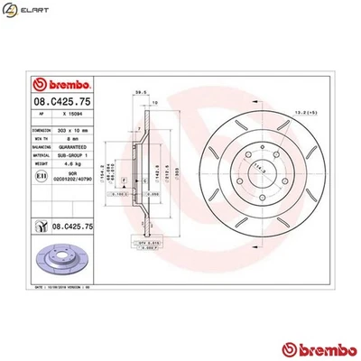 2x BRAKE DISC 08.C425.75 FOR MAZDA PY-Y8/VPS/ZA 2.5L SH-VPTS 2.2L PEX3 2.0L 4cyl - Image 1 of 4